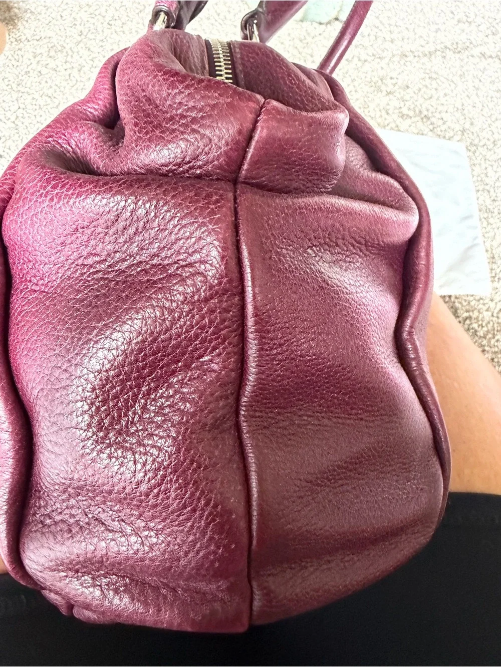 Prada Women's Burgundy Plum Leather Satchel